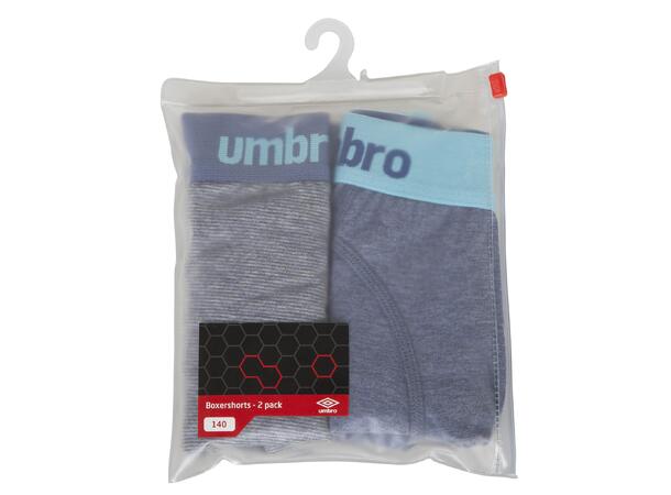 UMBRO Boxer 2pck jr Grå+Blå 140 Boksershorts til gutt  i 2 farger 